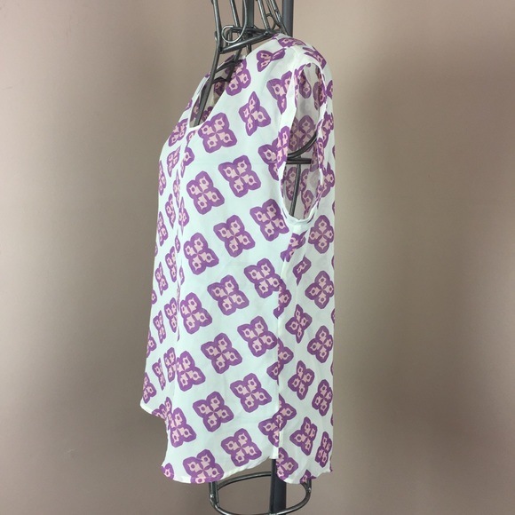 Daniel Rainn white and purple sheer top - Picture 2 of 5